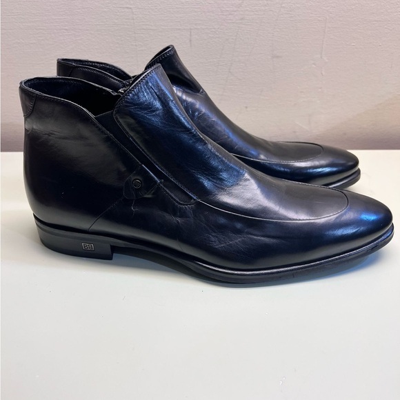 Baldinini Black Leather Slip-On Boots made in Italy - Picture 3 of 9
